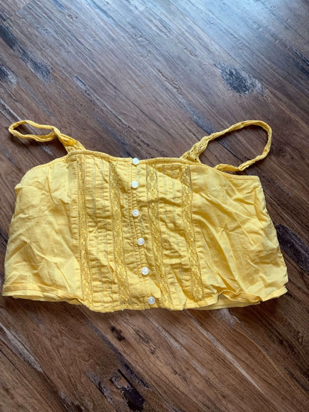 American Eagle Outfitters Bright Yellow Button-Front Cropped Camisole